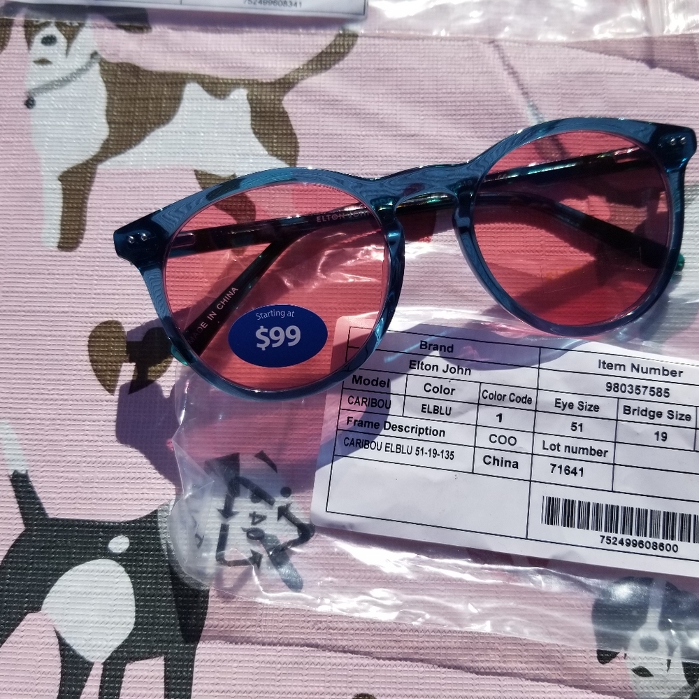 New Beautiful BLUE GREEN ELTON JOHN Sun glasses